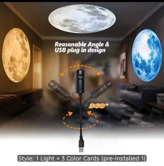 USB Moon Projection Lamp 3D Starry Sky & Room Ambience Night Light