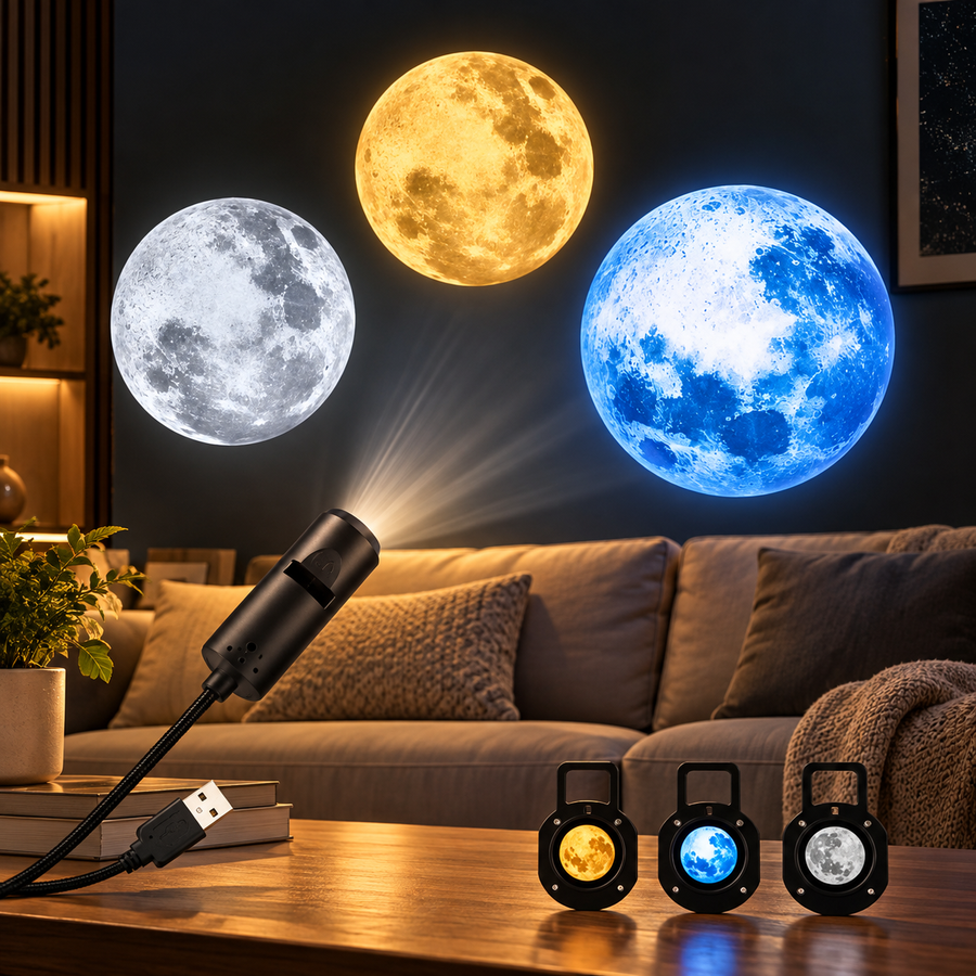 USB Moon Projection Lamp 3D Starry Sky & Room Ambience Night Light